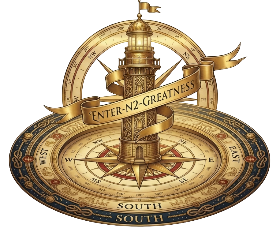 Enter N2 Greatness compass and lighthouse logo